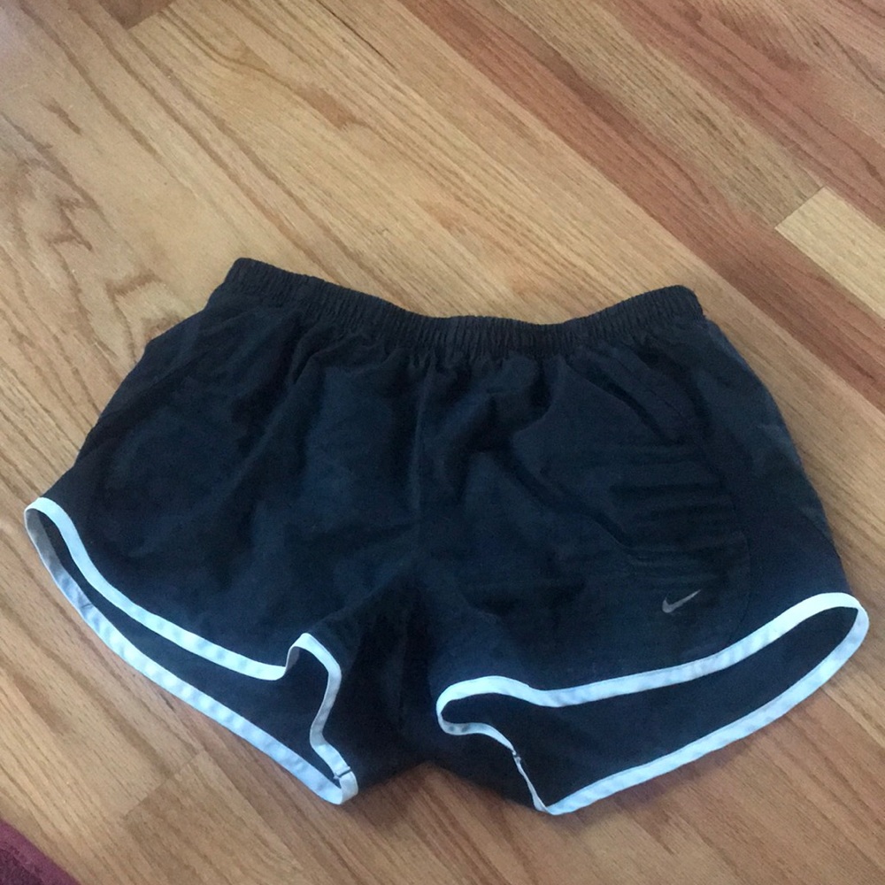 Black and white Nike athletic shorts